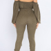  Fashion Bateau Neck Lantern Sleeves Army Green Polyester One-piece Jumpsuits(With Belt)