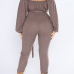  Fashion Bateau Neck Lantern Sleeves Grey Polyester One-piece Jumpsuits(With Belt)