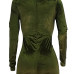  Sexy Deep V Neck Army Green Velvet One-piece Jumpsuits