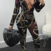  Sexy Deep V Neck Floral Print Black Polyester One-piece Jumpsuits