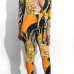  Sexy Deep V Neck Printed Yellow Polyester One-piece Jumpsuits