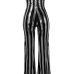  Sexy Dew Shoulder Striped Black-gold Polyester One-piece Jumpsuits