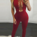  Sexy Hollow-out Red Polyester One-piece Jumpsuits