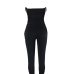  Sexy Lace-up Hollow-out Black Cotton One-piece Skinny Jumpsuits