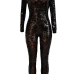  Sexy Printed See-Through Black Polyester One-piece Jumpsuits(Without Lining)