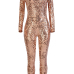  Sexy Printed See-Through Rose Gold Polyester One-piece Jumpsuits(Without Lining)