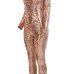  Sexy Printed See-Through Rose Gold Polyester One-piece Jumpsuits(Without Lining)