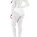  Sexy Printed See-Through White Polyester One-piece Jumpsuits(Without Lining)