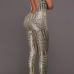  Sexy Round Neck Backless Sequins Decoration Champagne Polyester One-piece Jumpsuits