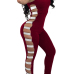  Sexy Round Neck Hollow-out Wine Red Polyester One-piece Jumpsuits