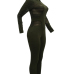  Sexy Round Neck Long Sleeves Gauze Patchwork Army Green Polyester One-piece Skinny Jumpsuits