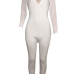  Sexy Round Neck See-Through White Polyester One-piece Jumpsuits