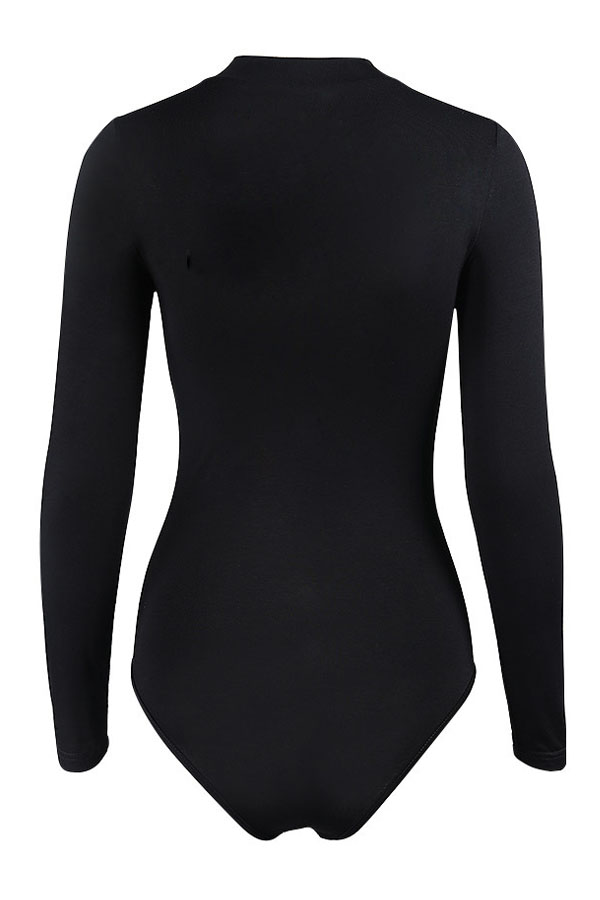  Sexy Round Neck Tassels Design Black Polyester One-piece Jumpsuits
