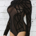  Sexy See-Through Black Polyester One-piece Jumpsuits