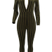  Sexy Stand Collar Hollow-out Striped Polyester One-piece Jumpsuits