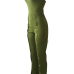  Sexy U Neck Buttoned Design Green Polyester One-piece Jumpsuits