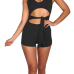  Sexy V Neck Lace-up Hollow-out Black Cotton Blends One-piece Jumpsuits