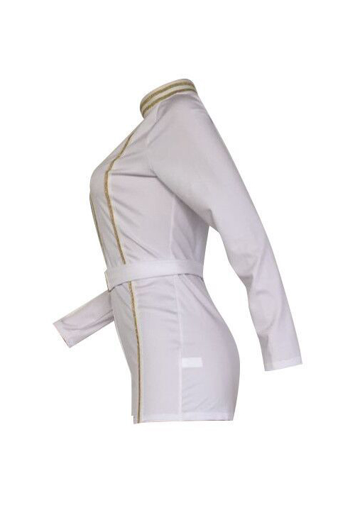  Stylish Deep V Neck Patchwork White Cotton Blends One-piece Short Jumpsuits