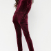 Stylish Dew Shoulder High Waist Red Velvet One-piece Jumpsuits