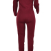  Stylish V Neck Dew Shoulder Jujube-red Polyester One-piece Jumpsuits