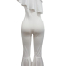  Trendy Dew Shoulder Falbala Design White Polyester One-piece Jumpsuits