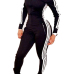 Casual Long Sleeves Patchwork Black Polyester One-piece Skinny Jumpsuits