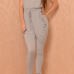 Celebrity Fashion Halter Neck Sleeveless Backless Strappy Hollow-out Solid Grey Blending One-piece Regular Jumpsuit