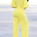 Charming V Neck Short Sleeves Hollow-out Yellow Qmilch One-piece Jumpsuits(With Belt)