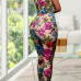 Charming V Neck Sleeveless Floral Print Lace One-piece Skinny Jumpsuits