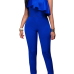 Euramerican One-shoulder Falbala Design Blue Qmilch One-piece Jumpsuits