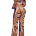 Euramerican Printed Yellow Milk Fiber One-piece Jumpsuits(Without Belt)