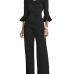 Euramerican Round Neck Half Sleeves Black Knitting One-piece Jumpsuits (Without Necklace)