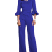 Euramerican Round Neck Half Sleeves Blue Knitting One-piece Jumpsuits (Without Necklace)