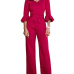 Euramerican Round Neck Half Sleeves Red Knitting One-piece Jumpsuits (Without Necklace)
