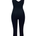 Euramerican Strapless Zipper Design Black Polyester One-piece Jumpsuits(Without Coat)