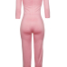 Fashion Dew Shoulder Pink Polyester One-piece Jumpsuits