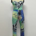 Fashion Floral Print Skinny  Polyester Jumpsuits