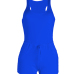 Leisure Sleeveless Drawstring Design Blue Polyester One-piece Skinny Jumpsuits