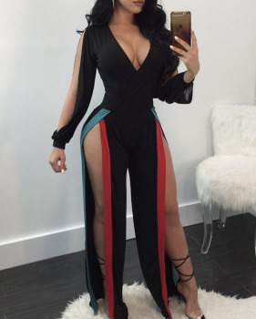 Polyester Patchwork Straight Jumpsuits