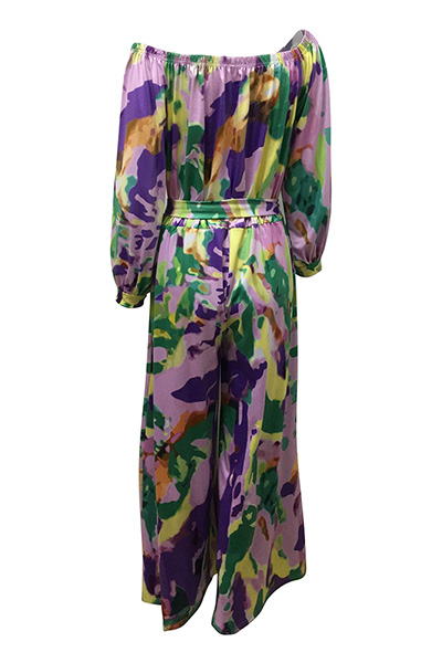 Polyester Print Loose Jumpsuits