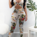 Sexy Backless Printed Healthy Fabric One-piece Skinny Jumpsuits