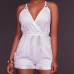 Sexy Deep V Neck Backless White Cotton One-piece Jumpsuits