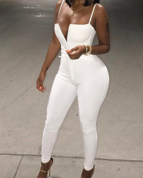 Sexy Dew Shoulder White Healthy Fabric One-piece Jumpsuits