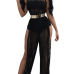 Sexy Hollow-out Black Lace One-piece Skinny Jumpsuits(Without Choker And Belt)