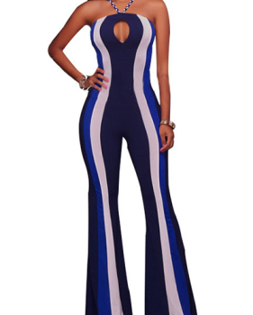Sexy Hollow-out Striped Milk Fiber One-piece Jumpsuits