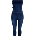 Sexy Lace-up Hollow-out Denim One-piece Skinny Jumpsuits