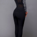 Sexy Long Sleeves Rhinestone Embellished Black One-piece Skinny Jumpsuit