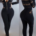 Sexy Round Neck Long Sleeves Gauze Patchwork Polyester One-piece Skinny Jumpsuits