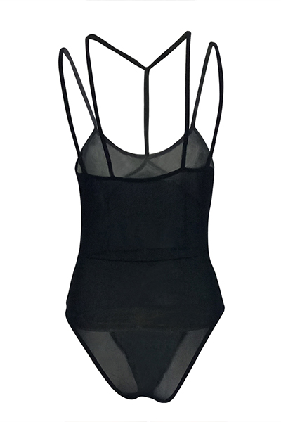 Sexy See-Through Black Gauze One-piece Skinny Jumpsuits