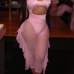 Sexy See-Through Hollow-out Pink Gauze One-piece Skinny Jumpsuits